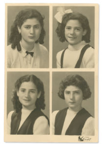 Vier Portraits auf altem verblichenen Fotopapier.