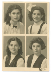 Four portraits on old faded photo paper.